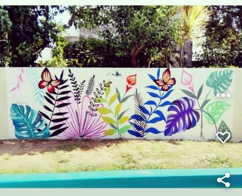 Wall Paint Designs Creative, Playground Mural, Maximalism Room, Creative Wall Painting, Garden Mural, Artistic Elements, Fence Art, Fence Paint, Wall Paint Designs