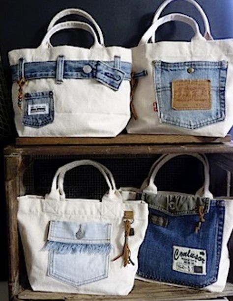 Återvinna Jeans, Tas Denim, Blue Jean Purses, Recycled Jeans Bag, Denim Bag Patterns, Denim Bag Diy, Jean Purses, Denim Crafts Diy, Sac Diy