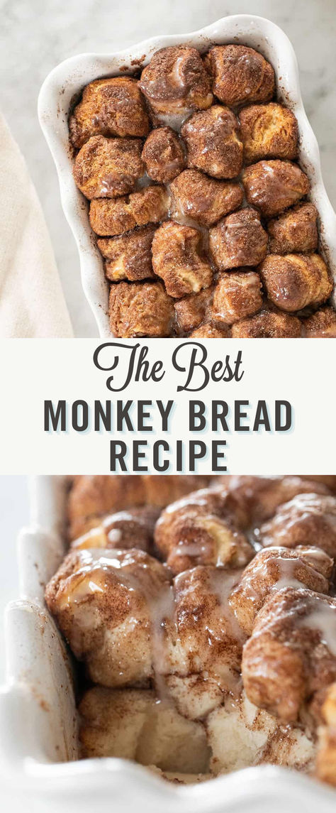 Try this Easy Monkey Bread recipe! This pull-apart monkey bread is made with only 5-ingredients, including refridgerated biscuit dough rolled into tiny balls and dipped in butter, cinnamon, and sugar. It’s so simple to make and makes a special breakfast and brunch dish! Grands Monkey Bread Pillsbury, Cinnamon Roll Monkey Bread Easy, Fall Monkey Bread, Cinnamon Sugar Monkey Bread, Pull Apart Dessert Bread, Pull Apart Cinnamon Bread With Biscuits, Monkey Bread With Grands Biscuits, Monkey Bread With Ice Cream, Cinnamon Monkey Bread With Biscuits