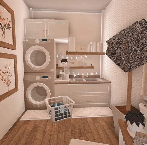 Bloxburg Laundry Room Ideas, Blocksburg Room Ideas￼, House Decorating Ideas Apartments, Small House Layout, Simple Bedroom Design, Tiny House Layout, Diy House Plans, Laundry Room Ideas, House Floor Design