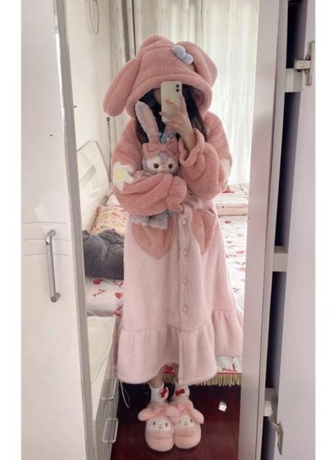 Soft Pajamas Aesthetic, Kawaii Onesie, Kawaii Pajamas, Pajamas Aesthetic, Tight Dress Outfit, Cute Pjs, Pajama Fashion, Cute Sleepwear, Cute Pajama Sets