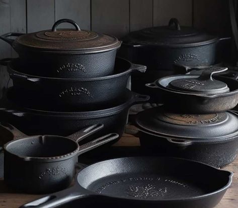 Cast Iron Pressure Cooker, Cast Iron Photography, Cast Iron Pots And Pans, Cast Iron Collection, Cast Iron Dishes, Cast Iron Pots And Pans Set, Cast Iron Aesthetic, Enamel Cast Iron Cookware, Pots And Pans Aesthetic