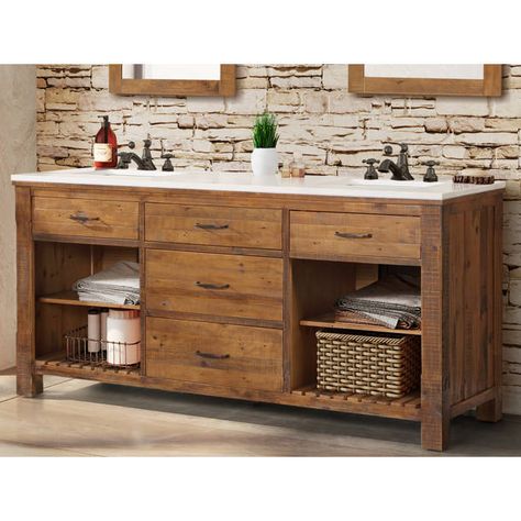 Highbury Furnishings Chamonix 72'' Free Standing Double Bathroom Vanity with Quartz Top & Reviews - Wayfair Canada Wood Double Vanity, Quartz Vanity, Calacatta Quartz, Double Bath, Quartz Vanity Tops, Ginger Water, Natural Living Room, Dovetail Joinery, Primary Bath