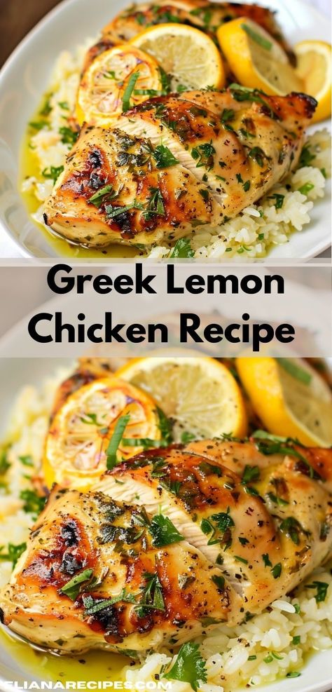 What's a great chicken recipe for dinner? This Greek Lemon Chicken! It’s one of the most flavorful chicken dinner ideas, perfect for crockpot chicken recipes and lemon recipes lovers. Great for any dinner setting. Dinner On A Diet, Dieting Dinner Recipes, Greek Inspired Lemon Chicken, Healthy Tasty Chicken Recipes, Healthy Dinner Greek, Lean Chicken Meals, Dinner Ideas Fresh, Clean And Healthy Recipes, Greek Lemon Chicken Crockpot