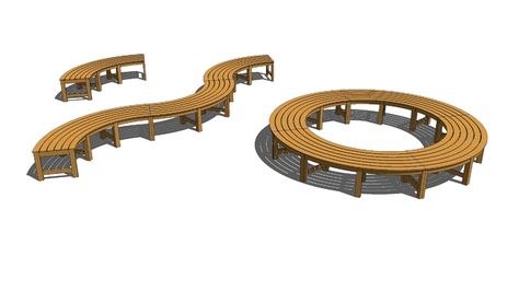 Curved Wood Bench - 3D Warehouse Sketchup 3d Warehouse, Library Project, Google Sketchup, Ware House, Curved Table, Corporate Event Design, Curved Bench, Urban Design Graphics, Concept Models Architecture