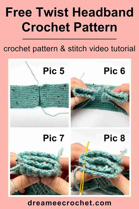 Try this free twist headband crochet pattern that will help you make this stylish ribbed stitch headband. Not only will it keep your ears cozy, but it will also add a trendy flair to your winter wardrobe. Whether you're a crochet pro or just starting out, this crochet ear warmer pattern is perfect for all skill levels. Visit www.dreameecrochet.com for more patterns and video tutorials you'll love! #crochetprojects #crochetpatterns #crochet #crochetheadband Crochet Twist Ear Warmer, Crochet Ear Warmer Free Pattern Easy Knit Headband, Free Crochet Pattern For Headbands, Crochet Cotton Headband Free Pattern, Crochet Twisted Ear Warmer Free Pattern, Crocheted Headbands Ear Warmer, Crochet Headbands For Kids, Hairband Crochet Pattern, Crochet Headband Ear Warmer