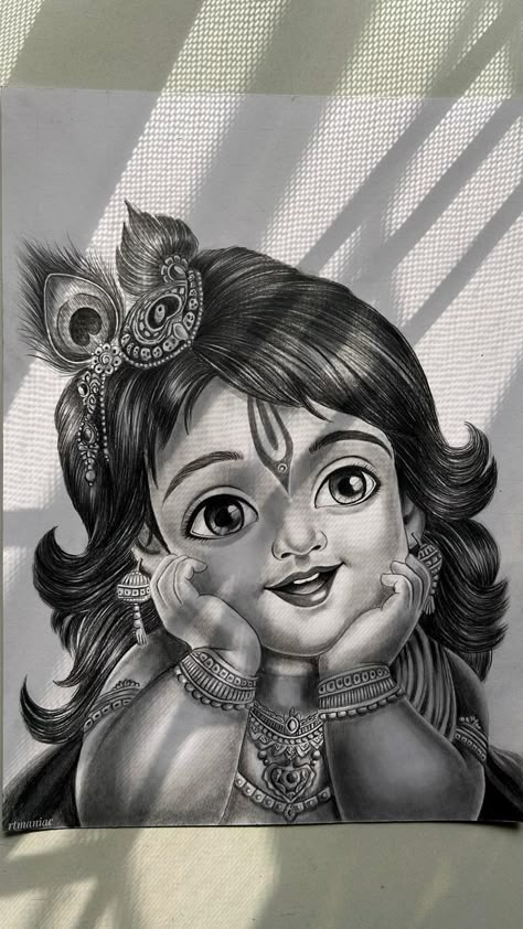 Bal Krishna Drawing, Beautiful Pencil Sketches, Pencil Sketch Portrait, Oil Pastel Drawings Easy, Pencil Drawing Images, Abstract Pencil Drawings, Sketch Images, Krishna Drawing, Easy Mandala Drawing