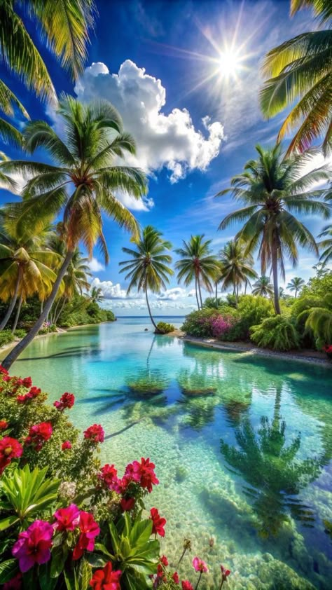 Sea Wallpaper Aesthetic, Flowers And Ocean, Kolam Koi, Paradise Wallpaper, Beautiful Ocean Pictures, Exotic Beaches, Ocean Pictures, Pretty Landscapes, Beautiful Locations Nature