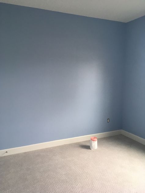 Wall Color Ideas Bedroom Aesthetic, Sherwin Williams Blissful Blue, Blue Painted Walls Bedroom, Baby Blue Walls Bedroom Room Ideas, Blue Wall Color Ideas, Baby Blue Accent Wall, Sky Blue Wall Paint, Blue Wall Bedroom Aesthetic, Blue Color Room