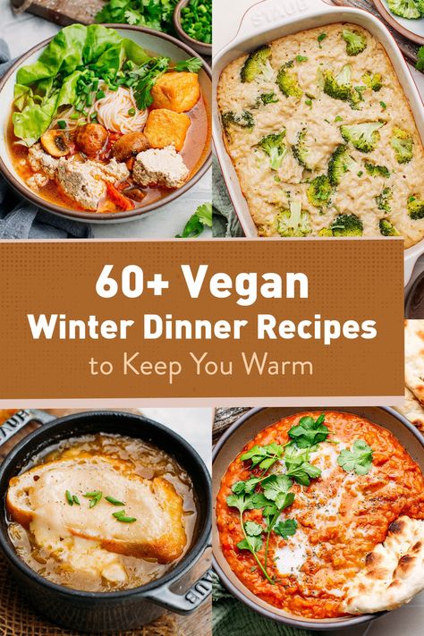 60+ Vegan Dinner Recipes to Keep You Warm This Winter - Full of Plants Winter Plant Based Recipes, Quick Winter Dinner Recipes, Dinner Butternut Squash, Winter Pasta Recipes, Sage Risotto, Butternut Squash And Sage, Vegan Moussaka, Vegan Stuffed Shells, Vegan Mushroom Soup