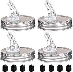 Mason Jar Pour Spouts. free flow Mason Jar Pour Spouts, mason jar for spout regular mouth size 70mm dispenser germination cover. Suitable for any liquid. Leak-Proof 4-Pack + 8 Lid Caps (silver color) Home Kitchen Bar, Canning Lids, Mason Jar Lids, Ceiling Fan In Kitchen, Canning Jars, Free Flowing, Types Of Lighting, Jar Lids, Leak Proof