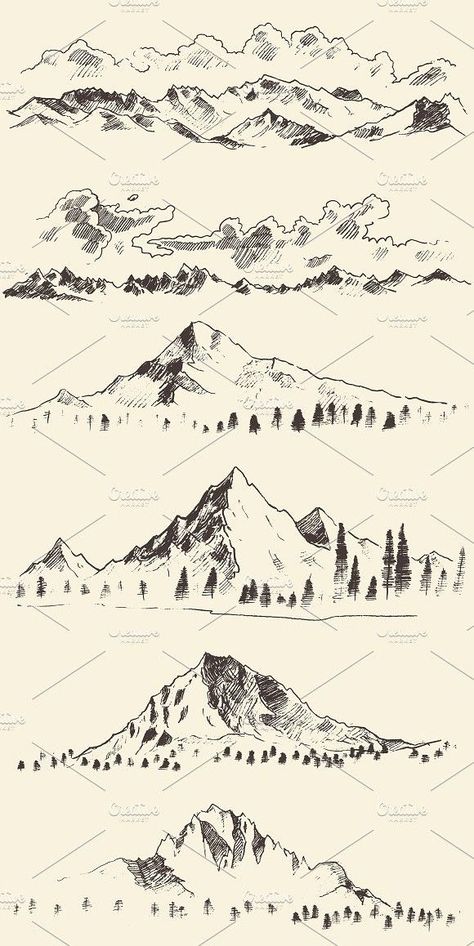 Natur Drawing Ideas, Mountain Drawing Tutorial, How To Draw Landscape, How To Draw Nature, Ground Drawing, Landscape Drawing Ideas, Landscape Drawing Tutorial, Mountain Sketch, Map Making