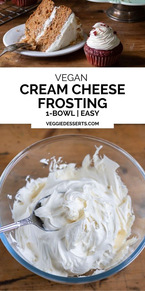 Vegan Cake Icing, Vegan Frosting Recipe, Vegan Cake Frosting, Vegan Cream Cheese Icing, Vegan Cream Cheese Recipe, Cream Cheese Frosting Easy, Vegan Cream Cheese Frosting, Vegan Buttercream, Vegan Frosting