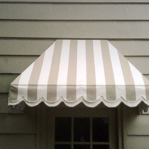 Striped Awnings For Windows, Outdoor Awning Ideas, Stripe Awning, Striped Awnings, Awning Design, Outdoor Window Awnings, Sunbrella Awning, Deck Seating, Outdoor Window