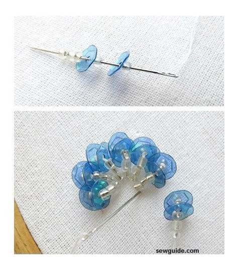 Sequin Flowers Diy, How To Embroider Beads, Sequin Art, Sulaman Pita, Sequin Flowers, Tambour Beading, Embroidery With Beads, Sequin Crafts, Diy Bead Embroidery