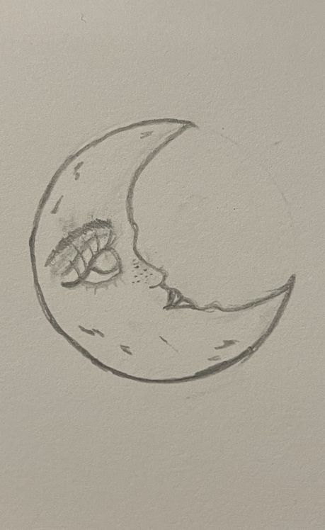 How To Draw A Moon Crescent, Simple Moon Sketch, Grunge Moon Drawing, Scatch Drawing Idea, Easy Aesthetic Drawings Grunge, Moon Drawing Pencil Sketches, Moon Sketch Aesthetic, Moon Cute Drawing, How To Draw A Moon