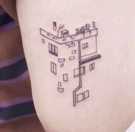 House Tattoo, Disney Tattoo, E Tattoo, Home Tattoo, Aesthetic Tattoo, White Tattoo, Hip Tattoo, Dope Tattoos, Tattoo Models