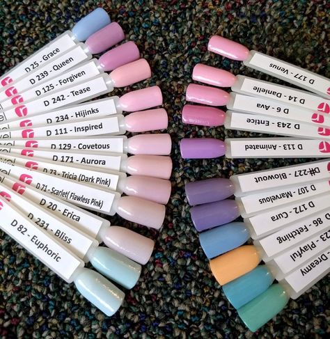 Revel Nail Swatches, Revel Dip Powder Colors, Pastel Dip Powder Nails, Sns Dipping Powder Nails Color Swatches, Revel Nail Dip Powder Colors, Pastel Swatches, Dip Powder Swatches, Revel Dip Nails, Sns Colors