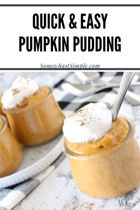 This pumpkin pudding recipe is creamy, sweet, and chilled to perfection! This simple recipe only takes 5 minutes to prepare and it tastes just like pumpkin pie without the crust! It's incredibly delicious and makes the perfect fall dessert recipe. Pumpkin Pudding Recipes, Easy Pudding Recipes, Pumpkin Pudding, Pumpkin Chocolate Chip Cookies, Pumpkin Recipes Dessert, Yummy Dessert, Fall Dessert Recipes, Pumpkin Chocolate Chips, Fall Dessert