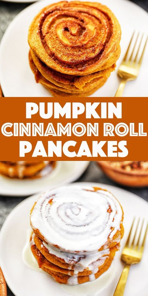 Pumpkin Cream Cheese Waffles, Pumpkin Swirl Pancakes, Pumpkin Cinammon Roll Pancakes, Pumpkin Cream Cheese Pancakes, Pumpkin Pancake Recipe, Cinnamon Roll Pancakes, Viral Recipes, Recipe Categories, Homemade Snickers