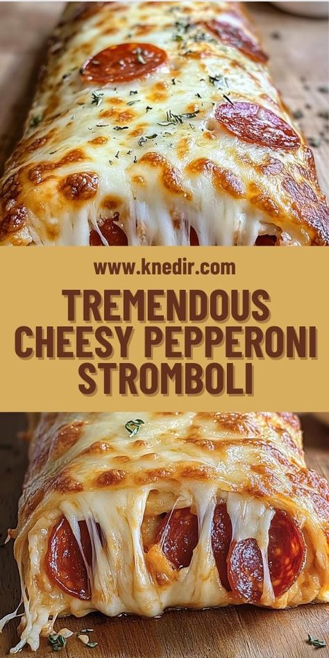 🍽️ Need a crowd-pleaser for family dinner? This Cheesy Pepperoni Stromboli is a hit! Packed with layers of melty cheese and pepperoni, wrapped in golden-baked dough, it's a comfort food favorite. Ready in under an hour, this recipe is a go-to for busy nights. Perfect for sharing and so satisfying! 🧀🍕 #FamilyDinnerIdeas #EasyRecipes #StromboliLovers #CheesyGoodness #ComfortFood #QuickDinner #PepperoniPizza Pepperoni Stromboli Recipe, Stromboli Recipe Pepperoni, Pepperoni Stromboli, Easy Stromboli, Stromboli Recipe Easy, Homemade Stromboli, Stromboli Recipe, Pizza Recipes Homemade, Melty Cheese