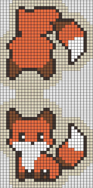 Pixel Art Pattern Totoro, Cross Stitch Cute Animals, 10 By 10 Pixel Art, Pixel Art Pattern 20x20, Cute And Easy Pixel Art, Pixel Animals Art, Ponyo Pixel Grid, Daisy Alpha Pattern, Fox Alpha Pattern