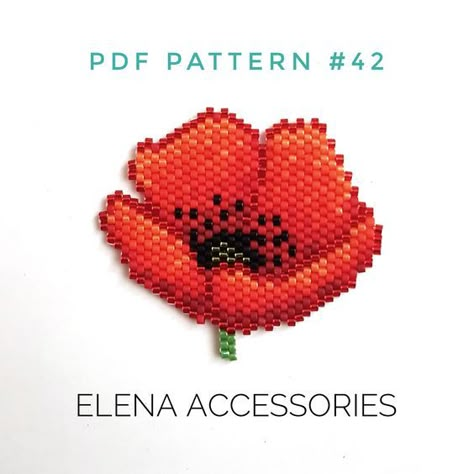 Seed Bead Brick Stitch, Bead Brick Stitch, Poppy Brooches, Beaded Flowers Patterns, Art Perle, Embroidery Bracelets, Beading Patterns Free, Brick Stitch Earrings, Brick Stitch Pattern