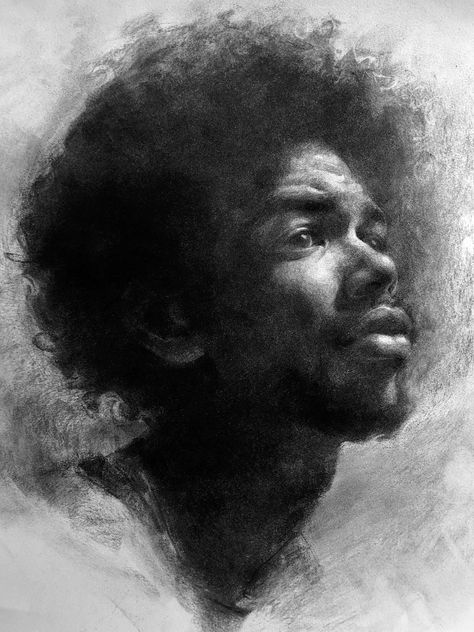 Famous Charcoal Drawings, Charcoal On Paper, Vine Charcoal Drawings, Charcoal Sketches Portraits, Charcoal Face Drawing, Charcoal Art Portrait, Charcoal Drawing Ideas, Vine Charcoal, Charcoal Portrait