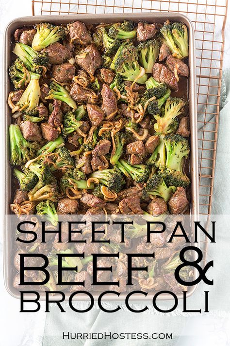 Sheet Pan Beef & Broccoli - The Hurried Hostess Beef And Broccoli Healthy, Asian Beef And Broccoli, Sheet Pan Beef And Broccoli, Sheet Pan Beef, Doing Dishes, Beef Broccoli, Make Better Choices, Slow Cooker Recipes Beef, Asian Beef