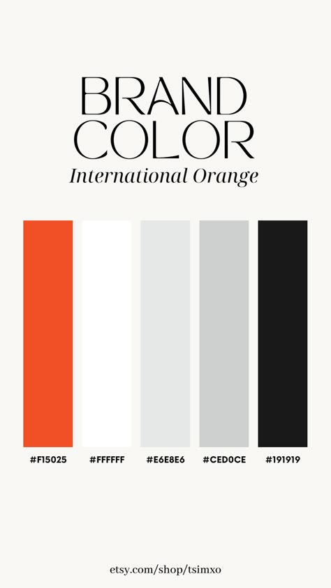 Orange And Black Branding, Gray Black White Color Palette, Clothing Brand Color Palette, Premium Color Palette, International Orange, Brand Colour Schemes, Ui Color, Orange Palette, Photoshop Tutorial Typography