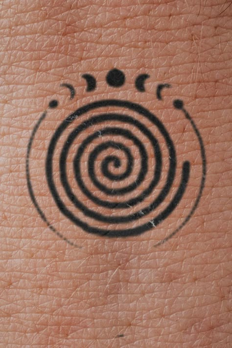 Evolve Symbol Tattoo, Life Spiral Tattoo, Sacred Spiral Tattoo, Spiral Tattoo Placement, Spiral Moon Tattoo, The Spiral Tattoo, Pachamama Tattoo Symbol, Spiral Of Life Tattoo, Mindfullness Tattoos