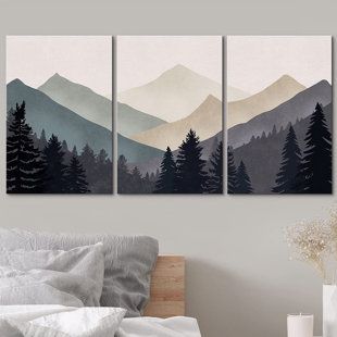 Forest Abstract, Minimalist Picture Frames, Mountain Forest, Mountain Paintings, Abstract Nature, Nature Illustration, Nature Wall Art, Minimalist Wall Art, Framed Canvas Prints