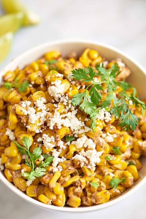 Esquites Recipe (Mexican Street Corn Salad) | The Kitchn Easy Mexican Side Dishes, Side Dishes For Party, Dishes For Party, Mexican Side Dish, Easy Potluck Recipes, Mexican Side, Side Dish Ideas, Corn Side Dish, Mexican Corn Salad