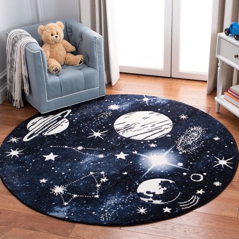 Space Themed Bedroom, Space Themed Room, Dark Blue Rug, Space Themed Nursery, Baby Boy Room Nursery, Space Baby, Baby Rugs, Space Nursery, Light Blue Rug