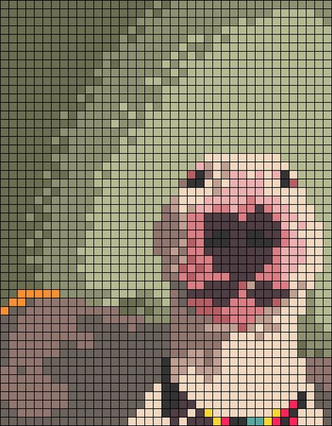 50x50 Pixel Art Grid, Large Pixel Art Grid, Art Alpha Pattern, Dog Pixel Art, Funny Pixel Art, Meme Dog, Grid Art, Toro Inoue, Fall Crochet Patterns