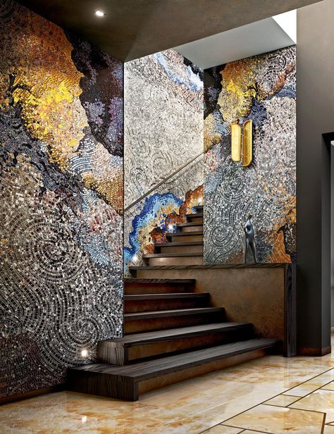 Art Couture – Mosaic panels for interiors | SICIS Mosaic Waves, Sicis Mosaic, Modern Mosaics, Mosaic Wall Art, Mosaic Wall, Beautiful Space, Planet Earth, Glass Tile, Tile Design