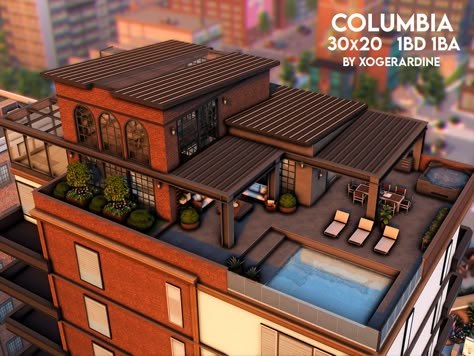 Sims 4 Modern House Exterior, Ts4 Builds No Cc, The Sims 4 Penthouse Floor Plans, Loft Cc Sims 4, Sims 4 House 1 Floor, Sims 4 Penthouse Ideas City Living, Sims 4 Penthouse Layout, Sims 4 Penthouse No Cc, Sims 4 Workshop