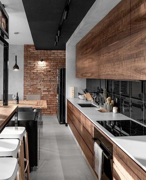 White Wood Kitchens, Interior Design Minimalist, Kabinet Dapur, Industrial Style Kitchen, Luxury Kitchen Design, Gorgeous Kitchens, Kitchen Inspiration Design, Trendy Kitchen, Style Kitchen