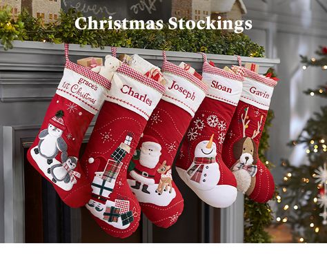 Christmas Stockings Christmas Aesthetic Stocking, Christmas Stocking Fireplace, Pottery Barn Christmas Stockings, Family Christmas Stockings Personalized, Matching Family Stockings Christmas, Pottery Barn Stockings Christmas, Family Christmas Stocking, Red Stockings Christmas, Farmhouse Stockings Christmas