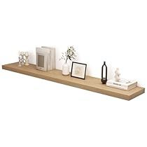 Home Office Wall Shelves, Floating Shelf Bedroom, Long Wall Shelf, Floating Shelves Office, White Wall Mounted Shelves, Deep Floating Shelves, Shelves Above Desk, Office Wall Shelves, Long Floating Shelf