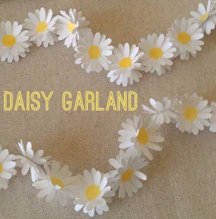 My dear friend is getting married this July. Her theme has aspects of the early 1960's as well as wedding colors of yellow & white. So ... Paper Floral Garland, Daisy Backdrop, Christening Backdrop, Daisy Garland, Diy Daisy, Daisy Baby Shower, Daisy Party, Diy Garland, Paper Garland