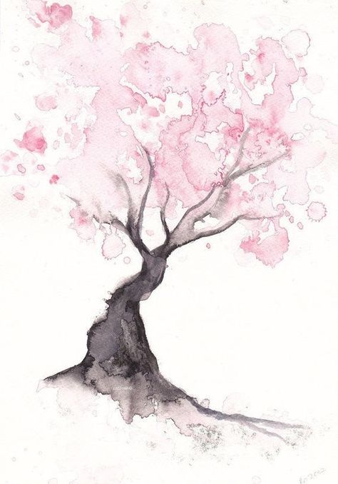 Akvarel Illustration, Boom Kunst, 8x10 Prints, Watercolor Tree, Spring Tree, Soyut Sanat Tabloları, Wallpaper Tumblr, Blossom Tree, Cat Air