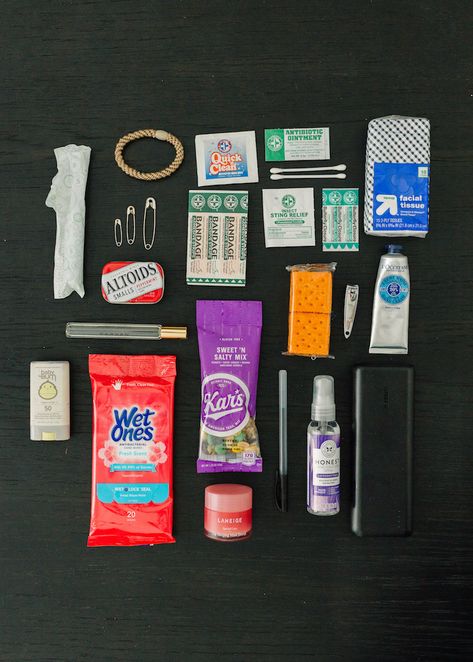 essentials every mom should carry in her purse Purse Hygiene Kit, Women Purse Essentials, What’s In My Mom Purse, Handbag Emergency Kit, What Should I Keep In My Purse, Purse Essentials Organization, Mom Friend Essentials, Minimal Purse Essentials, Mini Make Up Kit