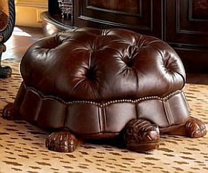 Turtle leather ottoman by Presley's, via Flickr Turtle Stuff, Unusual Furniture, Turtle Decor, Turtle Love, Stool Design, Foot Stool, Funky Furniture, A Turtle, Leather Ottoman