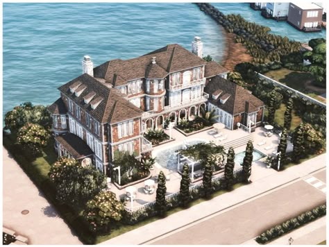 The Sims Resource - MM Bay Mansion The Sims 4 Manor House, Sims 4 Cc House Mansion, Old Money Sims House, Sims 4 Rich House Cc, House Download Sims 4 Cc, Sims 4 Mansion Download, Sims 4 Celebrity Home, Sims 4 Old Money House, Sims 4 Build Download