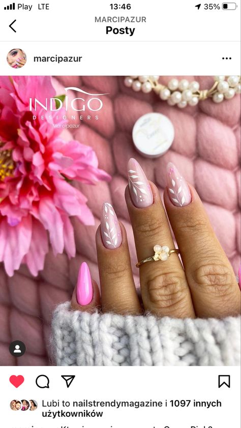 Shower Nails, Baby Shower Nails, Nail Design Inspiration, Acrylic Nails Coffin Pink, White Leaf, Acrylic Nails Coffin, Elegant Nails, Nails Coffin, Nails Design