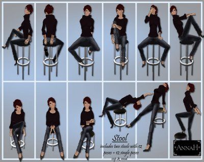 Stool Poses - top row, second from the left. We will do a similar back turned pose so your bare back is shown Stool Shoot Ideas, Stool Chair Photoshoot, Poses With Stool Photo Ideas, Bar Stool Poses Photography, Photoshoot Stool Posing Ideas, Bar Pose Reference, Stool Photoshoot Photo Ideas Outside, Bar Stool Photoshoot Ideas, Stool Poses Women