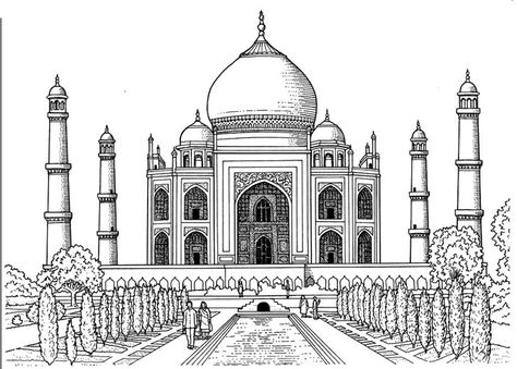 Pin for Later: 50 Printable Adult Coloring Pages That Will Make You Feel Like a Kid Again  Get the coloring page: Taj Mahal Taj Mahal Sketch, Taj Mahal Drawing, Taj Mahal Art, Tac Mahal, تاج محل, Taj Mahal India, Adult Colouring Pages, Architecture Drawing Art, Printable Adult Coloring Pages