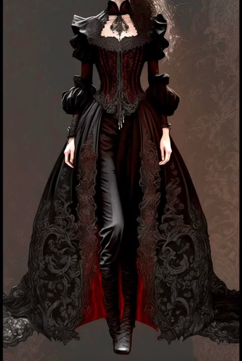 Goth Victorian Dress Drawing, Gothic Clothing Drawing, Vampire Ball Costume, Gothic Costumes For Women, Elegant Vampire Dress, Vampire Cloak Drawing, Vampire Outfit Female Drawing, Gothic Fantasy Clothing, Dragon Scale Dress Fantasy Gowns