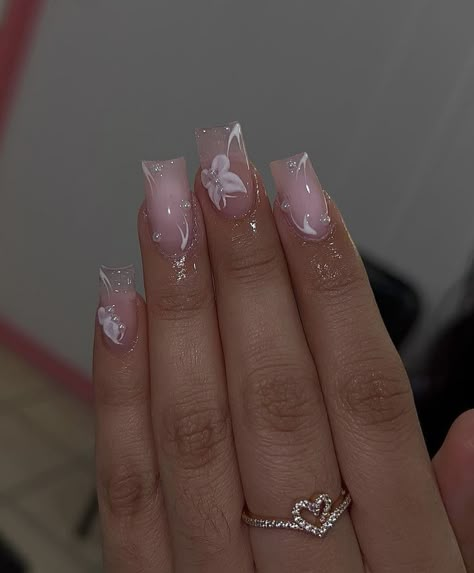 Girly Acrylic, Simple Acrylic Nails, Girly Acrylic Nails, Cute Acrylic Nail Designs, Short Square Acrylic Nails, Her Nails, Unique Acrylic Nails, Acrylic Nails Coffin Short, Summer Acrylic Nails